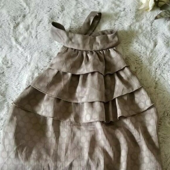 ✨️CL Alyx Brown Shimmer High Ruffle Collar Sleeveless - Picture 1 of 9